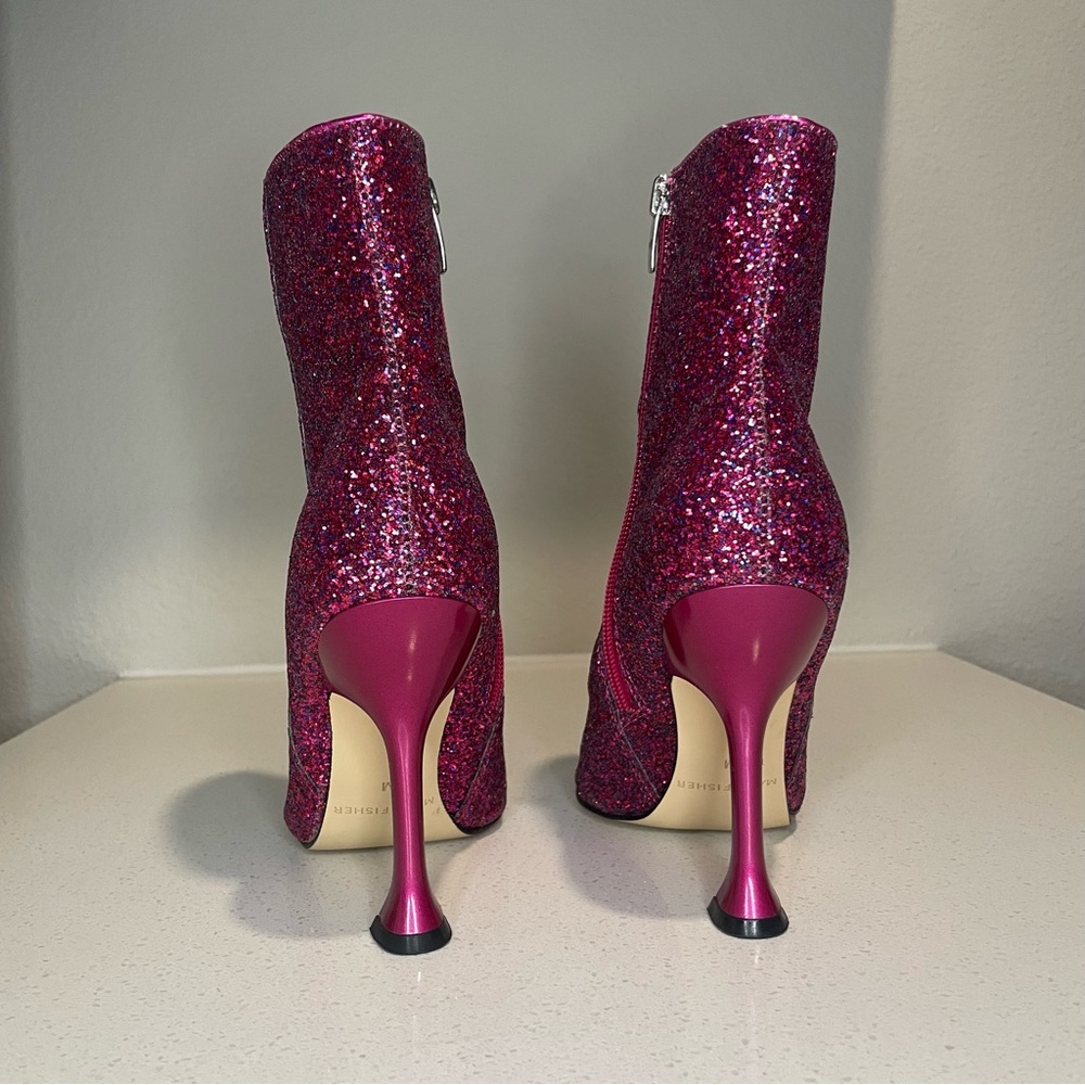 Marc Fisher Stolla Fuchsia Glitter Heeled Boots in size 8 - Picture 3 of 7